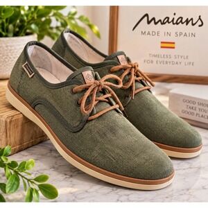 Maians Men’s Green Canvas Lace-Up Sneakers Casual Round Toe US 10 EU 43